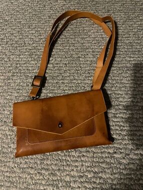 Noonday Collection Vintage Brown Leather Crossbody Bag